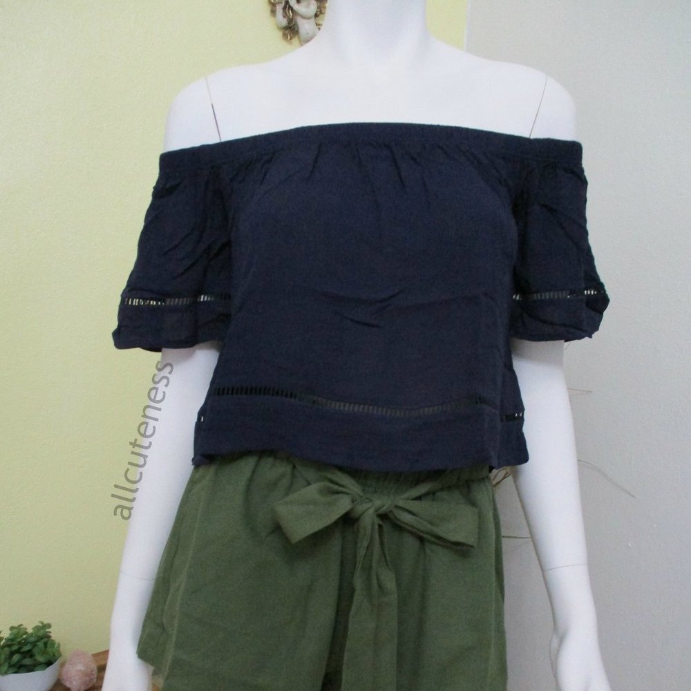 Navy Blue Off Shoulder Top Size M